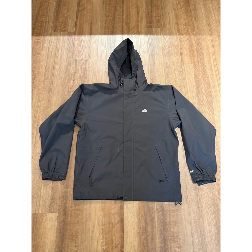 EMS Gore-Tex Jacket Mens Large Black Waterproof Hooded Hiking Shell Rain Coat